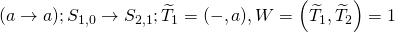 (a \rightarrow a) ; S_{1,0} \rightarrow S_{2,1} ; \widetilde{T}_{1}=(-, a), W=\left(\widetilde{T}_{1}, \widetilde{T}_{2}\right)=1